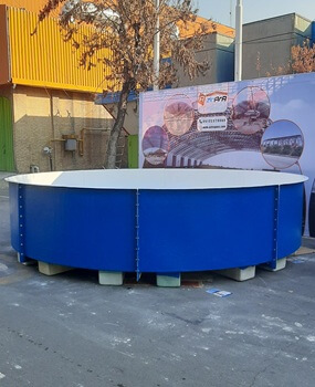 وان فایبرگلاس پرورش ماهی دایره ای شکل - شرکت ابازین: 
طراحی وساخت تجهیزات پرورش آبزیان